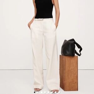 Banana Republic Cream Wide Leg Pants High-Waisted